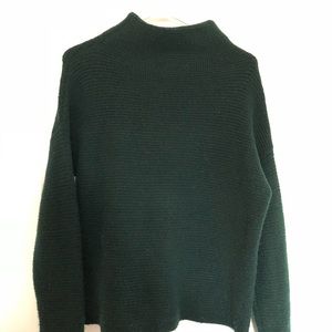 madewell forrest green waffle knit mock neck